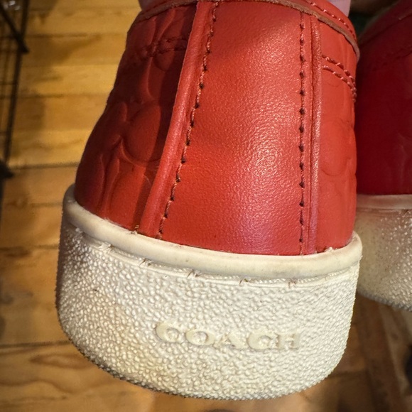 Coach Red Leather Symbol Embossed Slip-On Sneakers. Size 8.5 - Picture 12 of 13